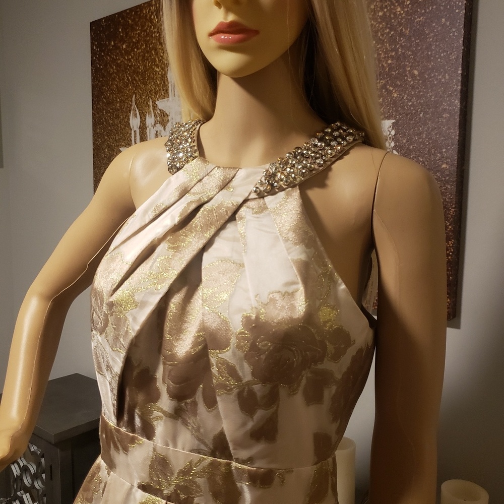 Formal Gold Floral Gown